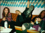 Coco R, Mellberg and Curre in backstage at Kolingsborg in Stockholm. Beat Butchers 10 year anniversary 1994