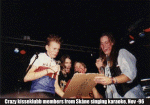 Crazy kisseklubb members from Skne singing karaoke, November 1996